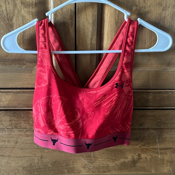 Under Armour Women's Project Rock Armour Mid Crossback Printed Sports Bra - Picture 2 of 3